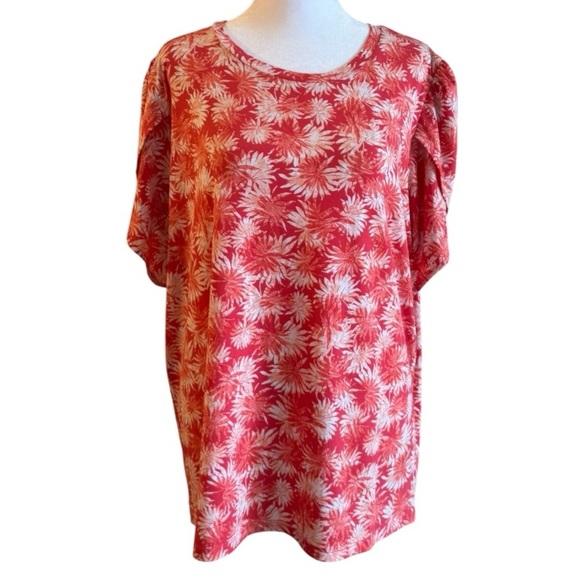 Michael Kors Red Floral Print Blouse Size XL - Picture 6 of 6